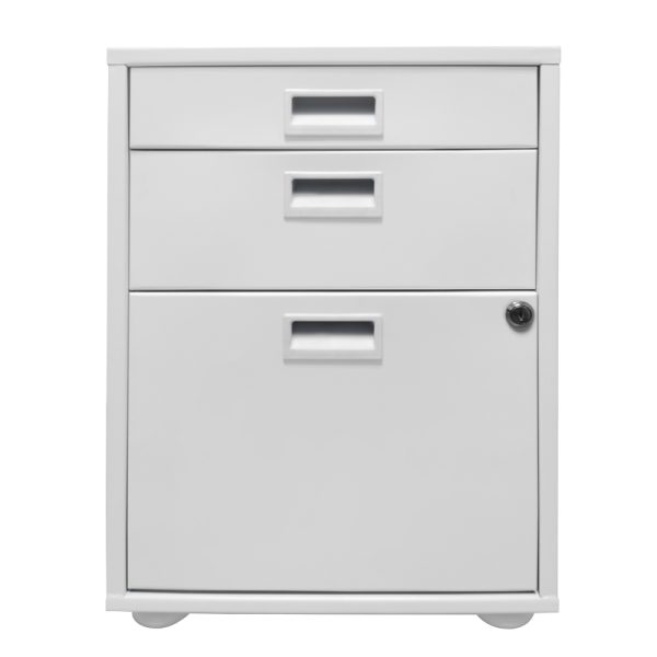Archivero Metálico de 1 Gaveta, 1 Media Gaveta  y 1 Cajon Lapicero (1.5+1) - Blanco