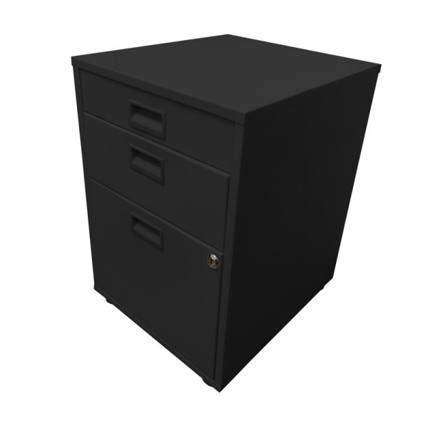 Archivero Metálico de 1 Gaveta, 1 Media Gaveta  y 1 Cajon Lapicero (1.5+1) - Negro