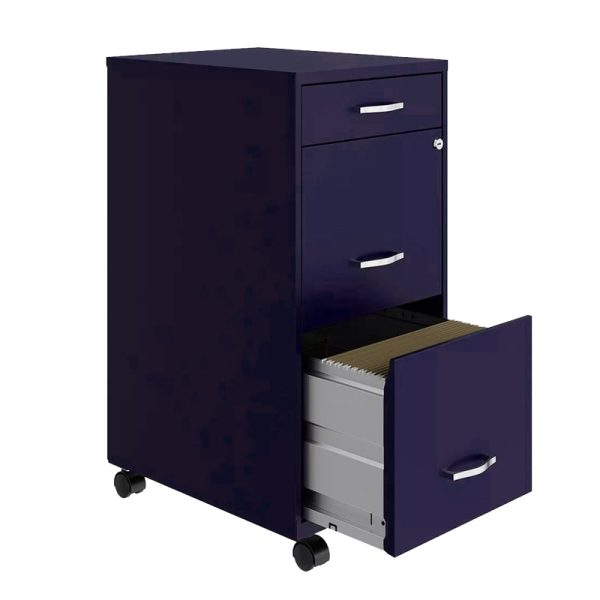 Archivero Metálico 2 Gavetas + 1 Cajón Papelero + Ruedas Carta