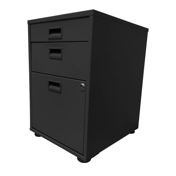 Archivero Metálico de 1 Gaveta, 1 Media Gaveta  y 1 Cajon Lapicero (1.5+1) - Negro