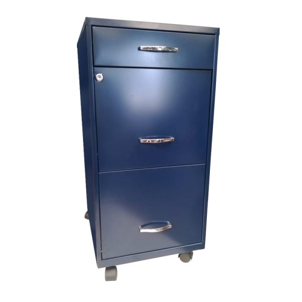 Archivero Metálico 2 Gavetas + 1 Cajón Papelero + Ruedas Carta